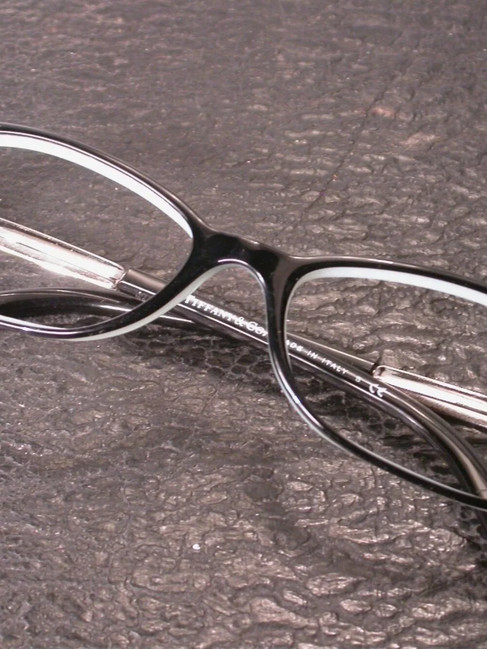 Authentic Tiffany Black Blue and Chrome Ring Eyeglasses Frames Made in Italy